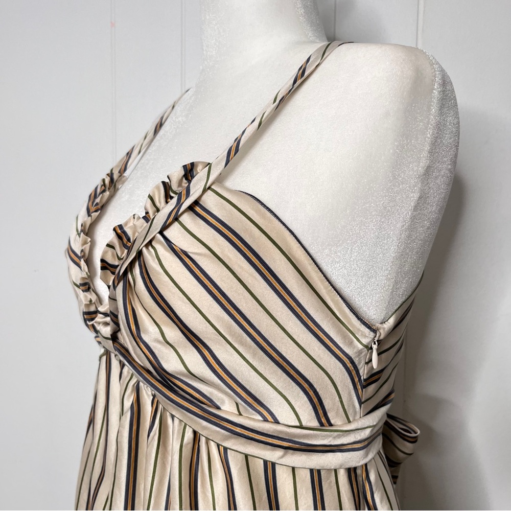 BCBGMaxAzria Cream and Brown Striped Silk Camisole - Picture 3 of 12